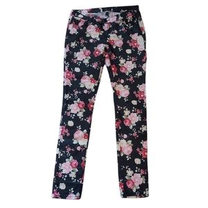 Chiqle Denim Architect 9 Skinny Jeans Floral Black Pink Stretch 90s Y2K …